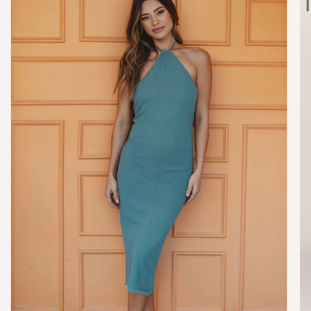 Normal Brand Desi Halter Dress in Turquoise Small